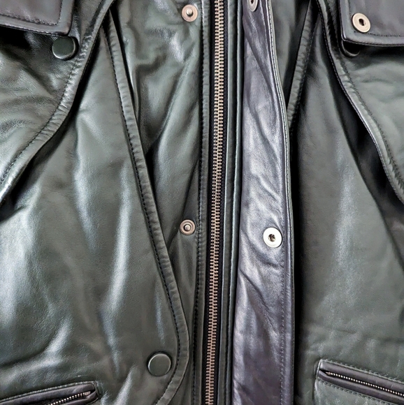 Barnabe Hardy Lamb Skin Green Hooded Bomber Coat Jacket France puffer 50 L - Picture 13 of 16